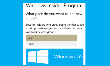 set slow or fast speed to receive preview builds in windows 10
