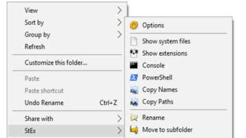stexbar interface- extend file explorer context menu