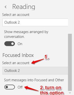 turn on sort messages into Focused and Other option
