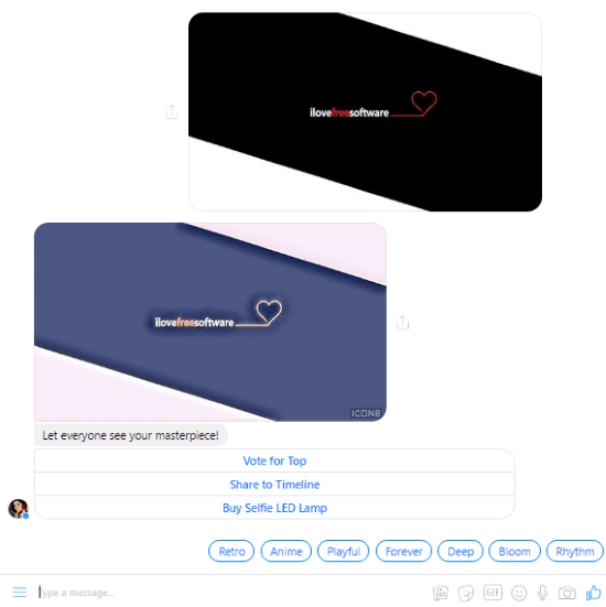 turn photos to art on Facebook with icon8 facebook messenger bot