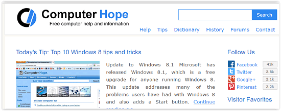 Computer Hope Interface