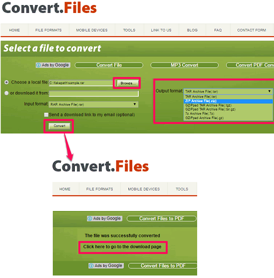 Convert Files convering rar to zip