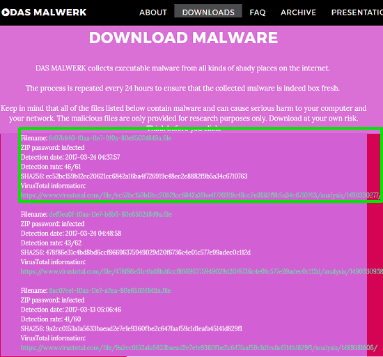 DAS malwerk download virus sample
