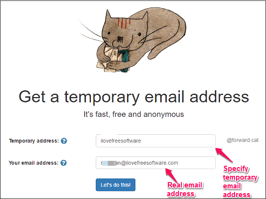 Forward Cat temporary email