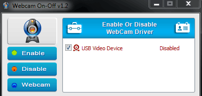 Webcam ON-OFF- Disable the webcam