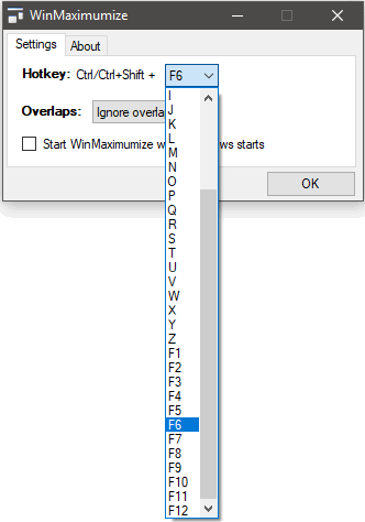 WinMaximumize hotkey preferences