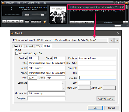 Winamp music player with id3 tag editor windows