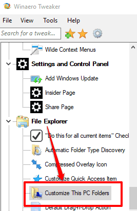 access customize this pc folders option