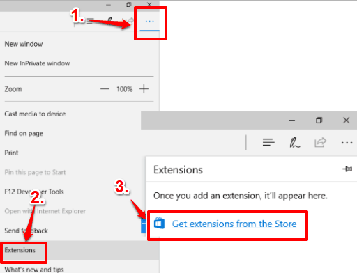 access extensions option in microsoft edge