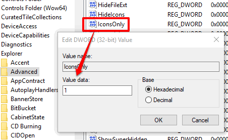 add 1 in value data of IconsOnly