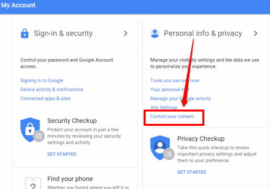 click on control your content option