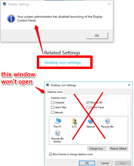 disable changing desktop icons in windows 10