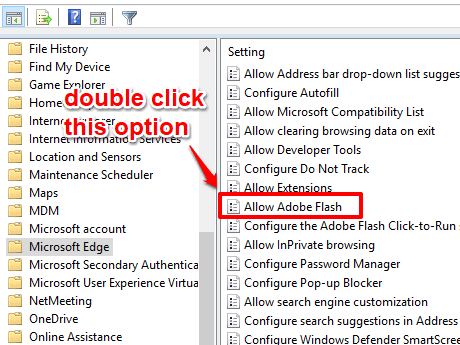 double click allow adobe flash option