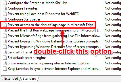 double click prevent access to about flags page option