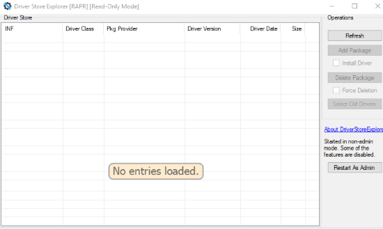 driver store explorer software interface