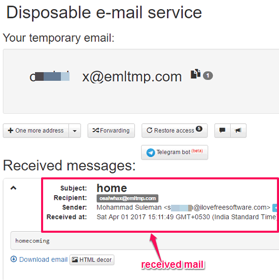 dropmail action