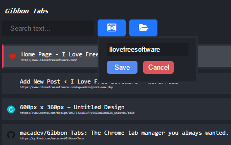 gibbon tabs- save the current chrome session