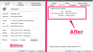 how to view exe and dll file properties