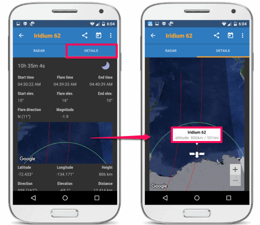 iis app satellite location simulation