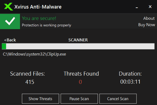 real-time scan for malware using xvirus
