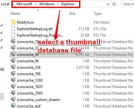 select a thumbnail database file