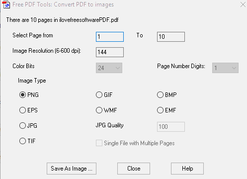 select image type and convert pdf to image