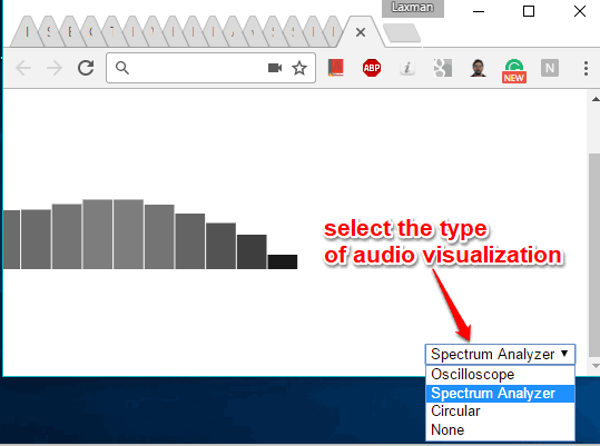 select type of audio visualization