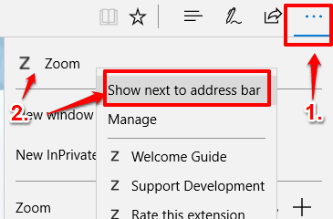 show zoom extension on address bar