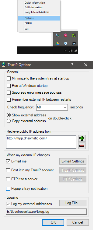 trueip options window