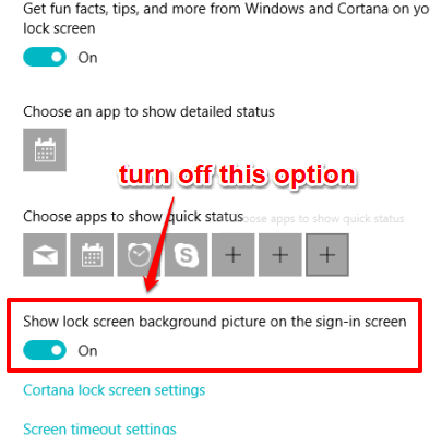 turn off show lock screen background option
