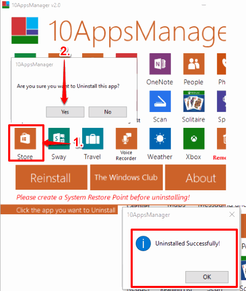 uninstall store app in windows 10 using 10AppsManager
