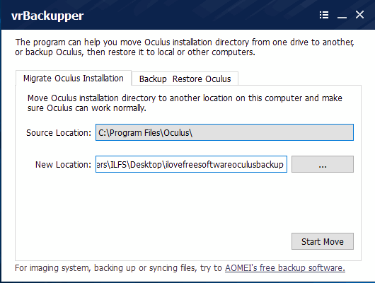 vrBackupper interface