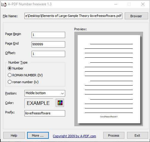 A-PDF Number interface