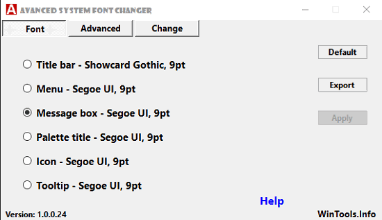 Advanced System Font Changer interface