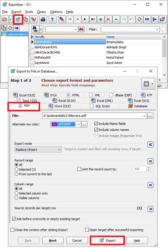 EXPORTIZER PDF CONVERT