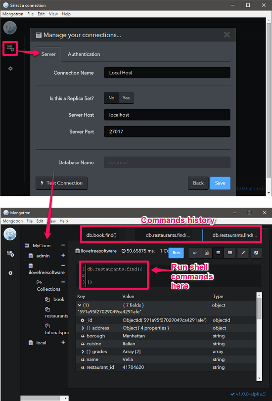 Mongotron mondo db ide for Windows