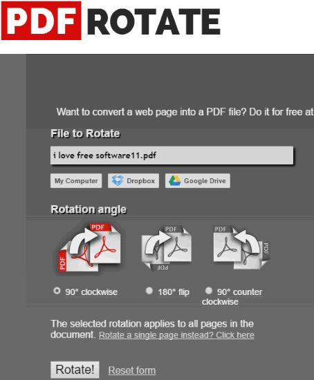 PDFRotate! interface