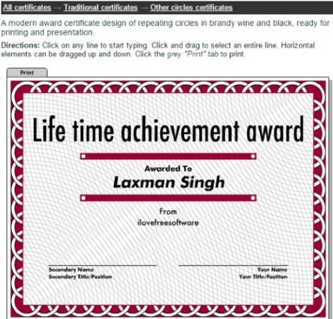 Red Circles Award Certificate