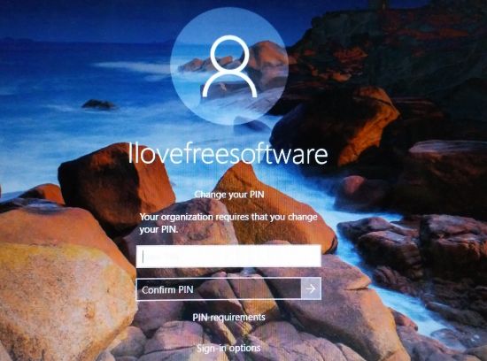 change user pin message appearing in windows 10