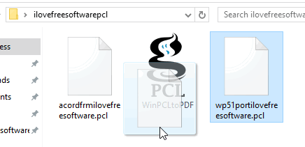 drag pcl file on WinPCLtoPDF application
