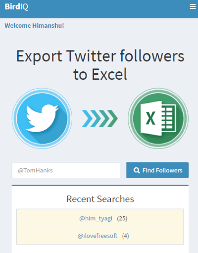 export twitter followers to excel