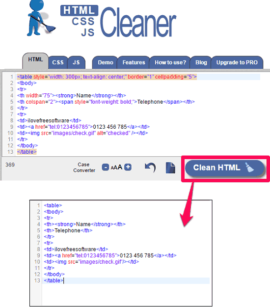 html cleaner