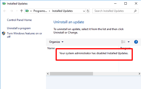 installed updates are not visible in windows 10