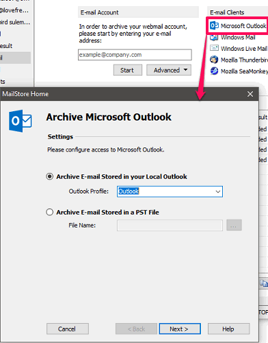 ms outlook profile