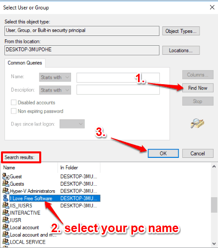 select your pc username and use ok