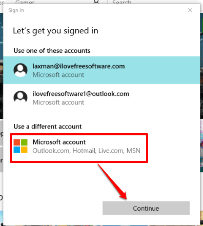 sign in to new microsoft account
