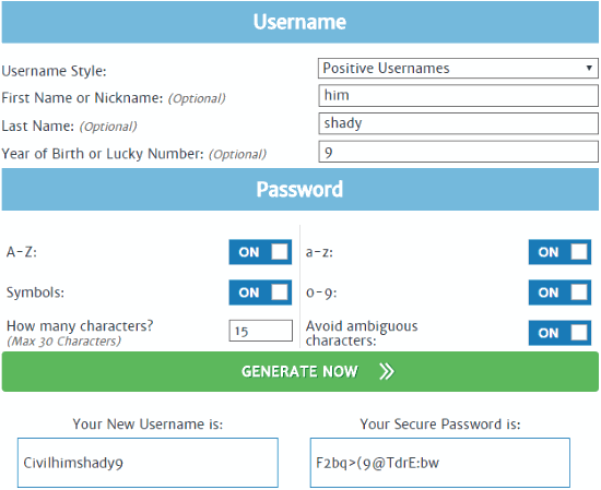 speedypasswords- username and password generator for twitter