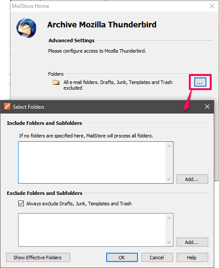 thunderbird select folder dialog