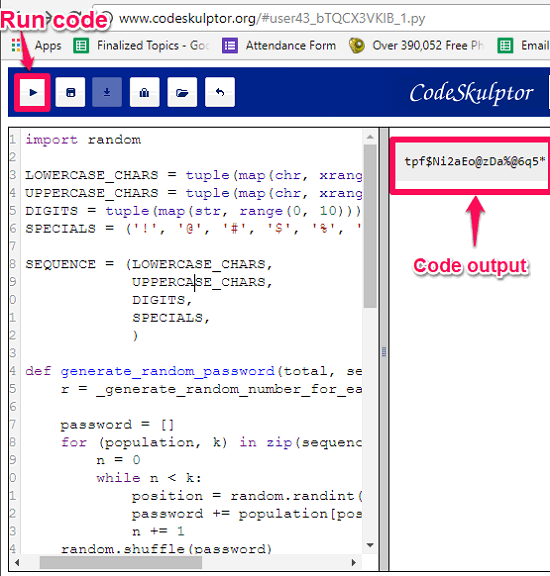 Codeskulptor online code editor