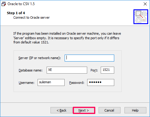 Oracle-to-CSV connect db